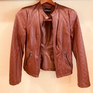 Brown faux leather Express Moto jacket